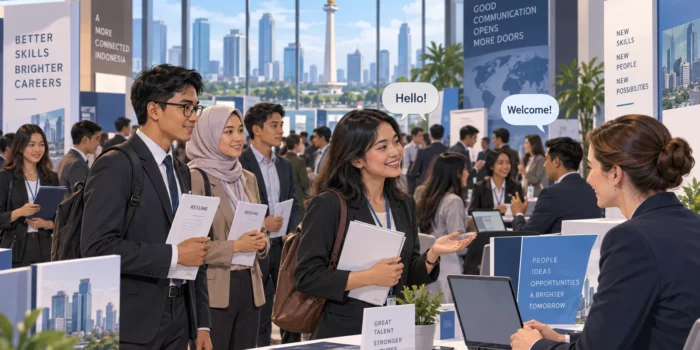 Job Connect Jakarta 2026 Buka 20 Lowongan English Speaker C1 Ilustrasi pencari kerja untuk lowongan English speaker di Job Connect Jakarta 2026