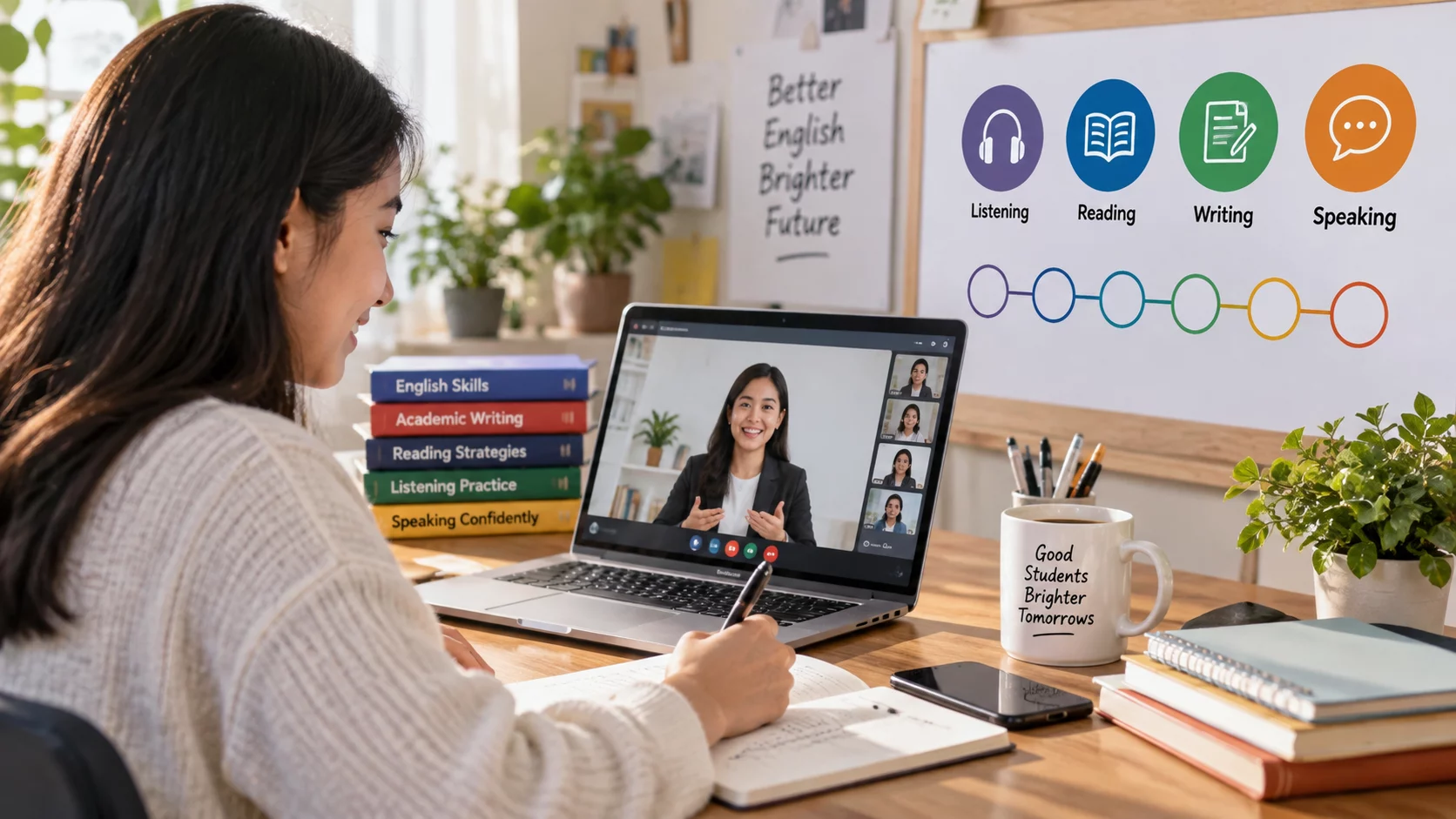 Ilustrasi peserta mengikuti webinar IELTS Academic gratis secara online